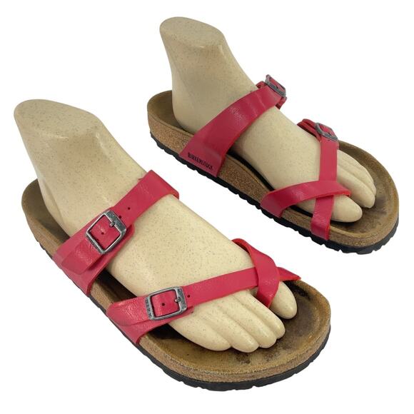 Birkenstock Mayari Red Birko Flor Slip-On Sandals Women’s Size 8 Preowned - Picture 1 of 6